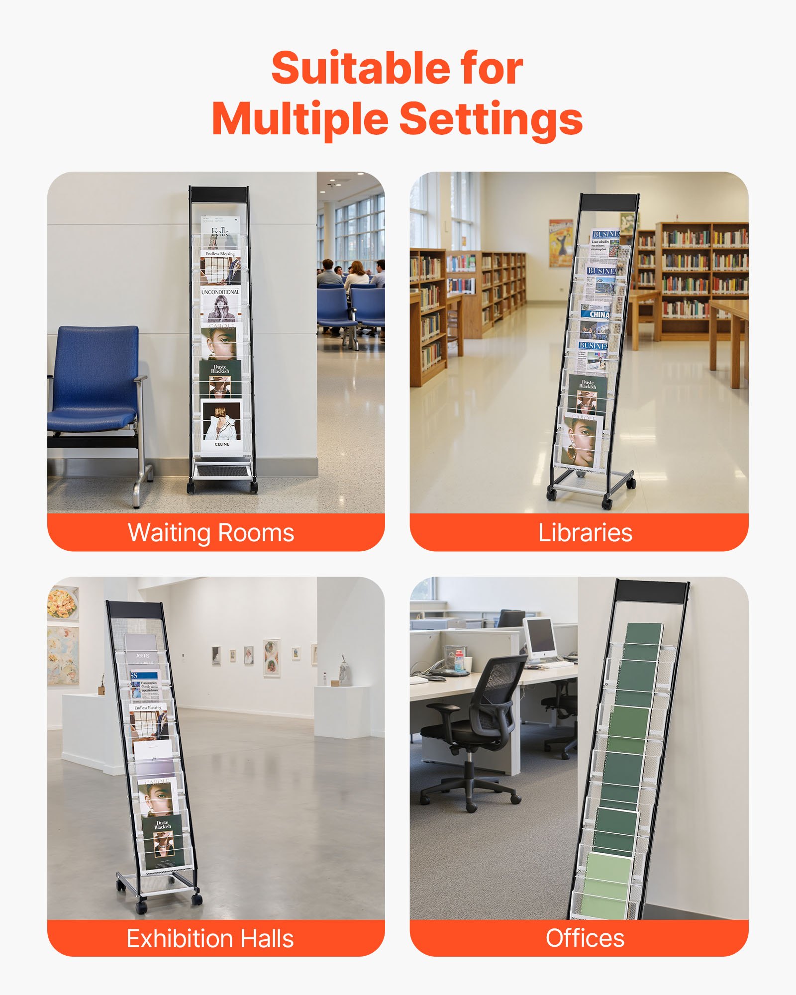 VEVOR Display Racks for Magazines – 6-Tier, 4 lbs/2 Kg