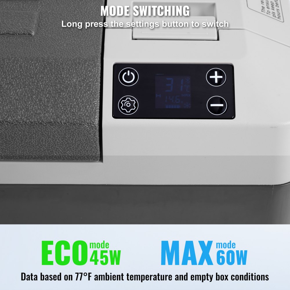 Přenosná autochladnička VEVOR, 12voltová autochladnička, 25 l / 26,4 QT přenosná mraznička s jednou zónou, nastavitelná teplota -4℉-68℉, kompresorová chladnička pro domácnost, venkovní použití, kempování, obytný vůz, auto - miniatura 5