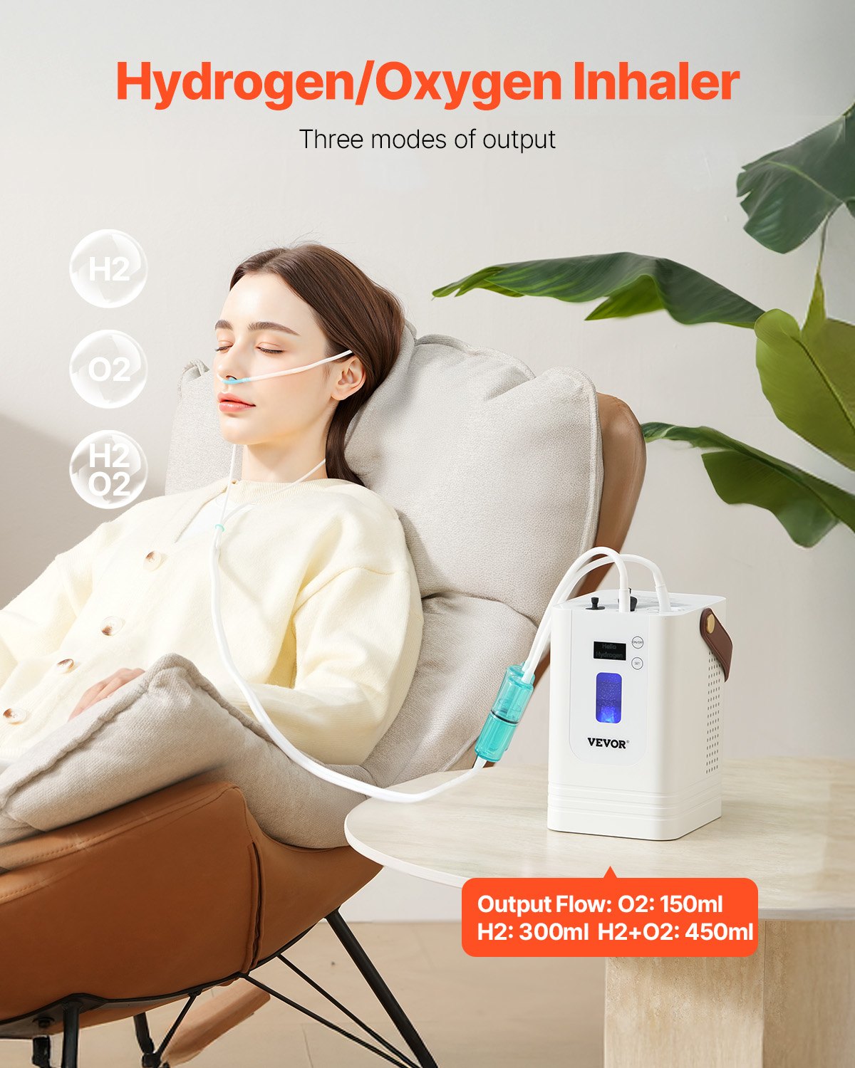 VEVOR Hydrogen Inhaler Machine — High-Purity for Home