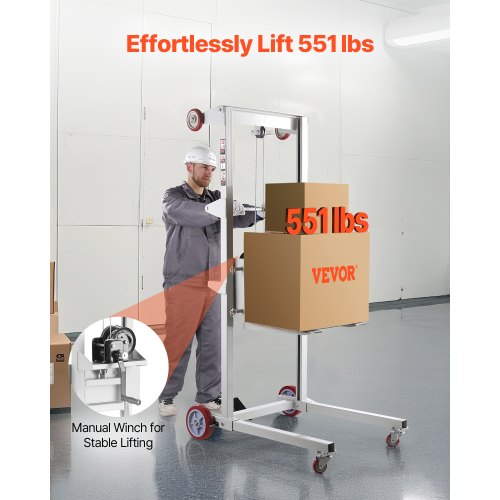 Material Lift Winch Stacker 551 lbs Capacity Pallet Truck Dolly 70 in ...