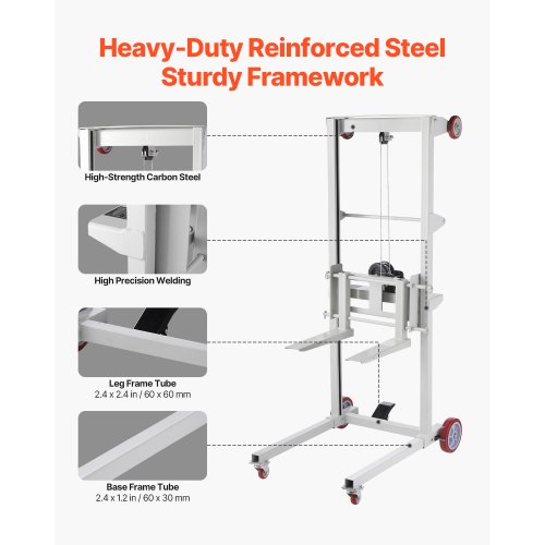 Material Lift Winch Stacker 551 lbs Capacity Pallet Truck Dolly 70 in ...