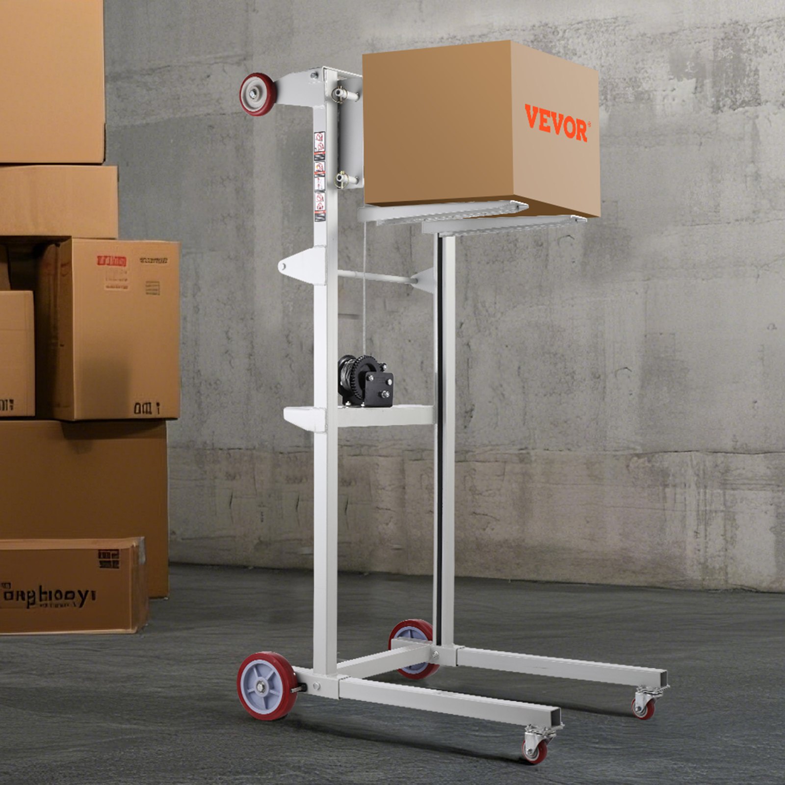 VEVOR Material Lift Winch Stacker, 551 lbs Capacity Pallet Truck Dolly ...