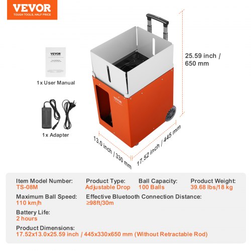 VEVOR Tennis Ball Machine Automatic Portable Ball Launcher Training ...
