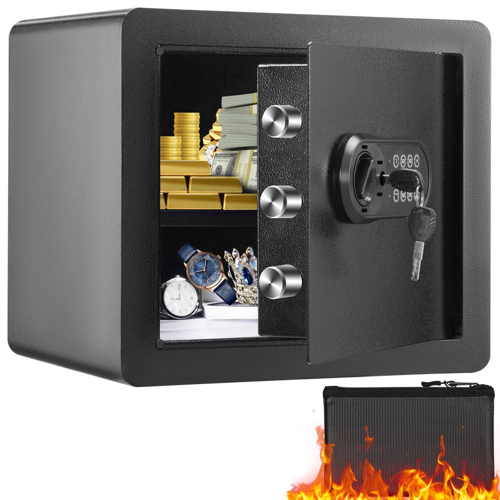 VEVOR Safe 1.2 Cubic Feet Home Safe Steel for Cash Gold 15.8x11.8x13.8 ...