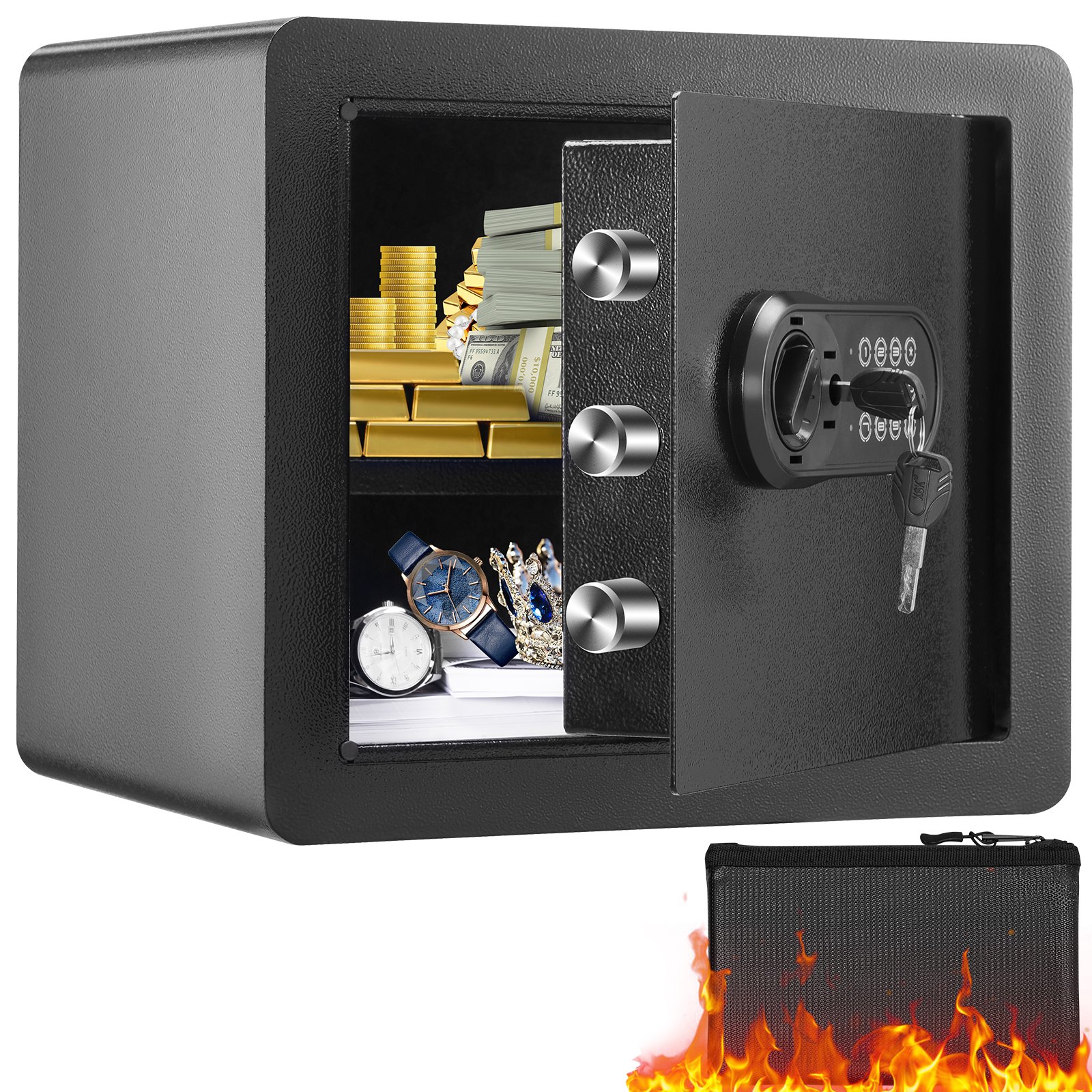 VEVOR VEVOR Safe 1.2 Cubic Feet Home Safe Steel for Cash Gold 15.8x11