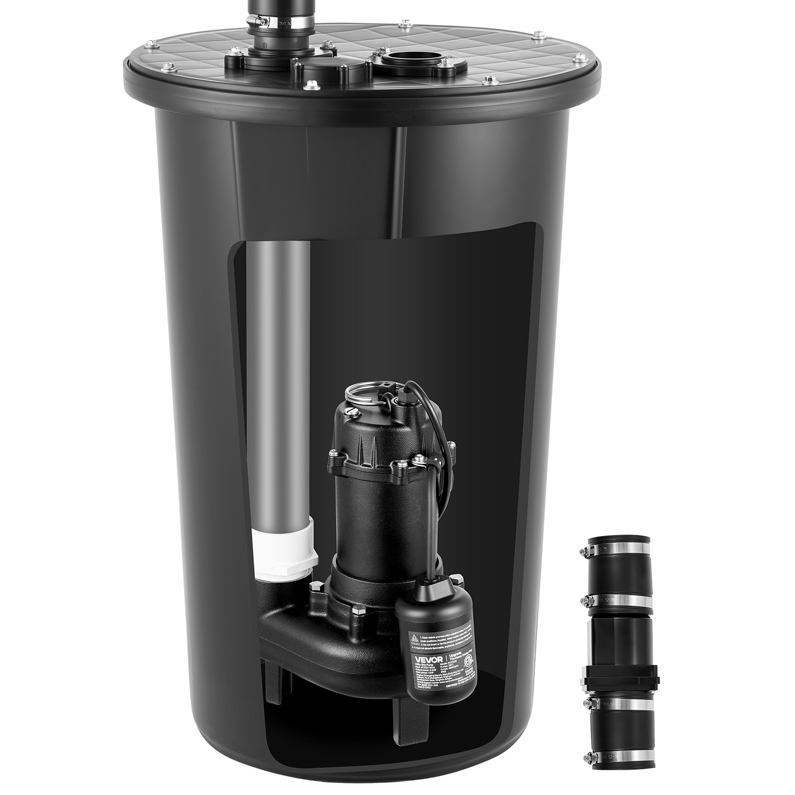 Superior Pump 93020 1/2 HP Cast Iron Sewage Pump System – 4800 GPH, 18x30 Basin, Tethered Float Switch, 2” Discharge