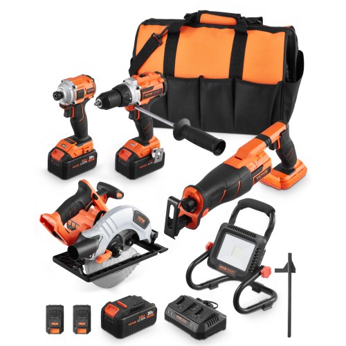 Tool Combo Kit 20V Brushless 5-Tool Cordless Power Tool Combo Kit with ...