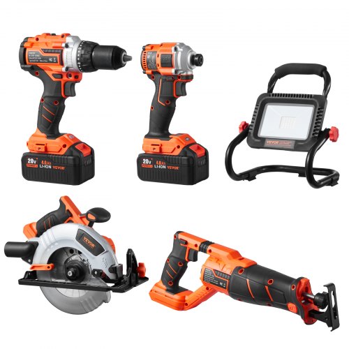 Tool Combo Kit 20V Brushless 5-Tool Cordless Power Tool Combo Kit with ...