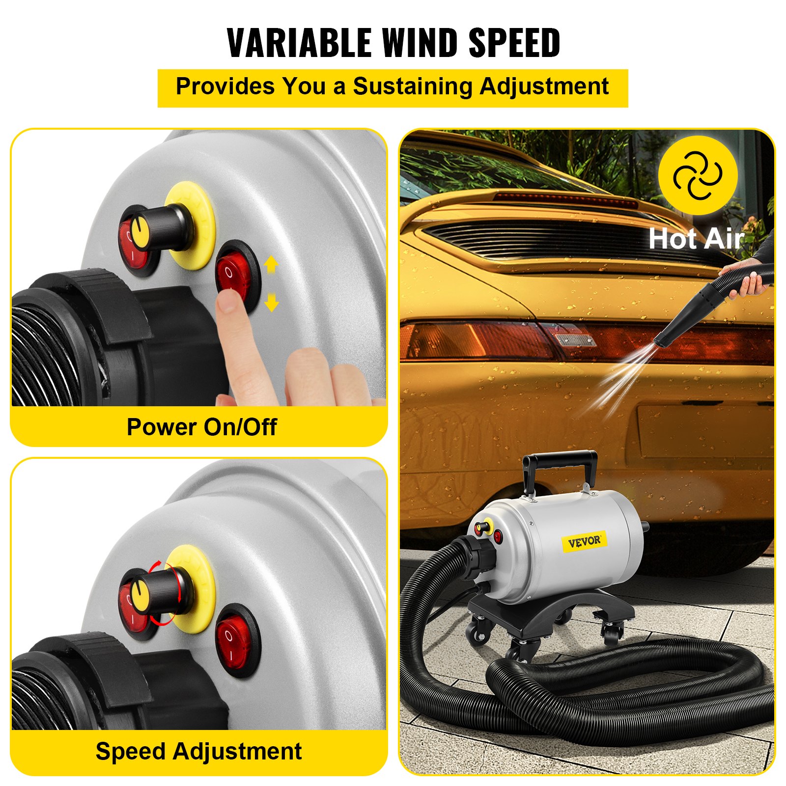 VEVOR Car Air Dryer Blower, 5.0HP Powered Temp High Velocity Car Dryer