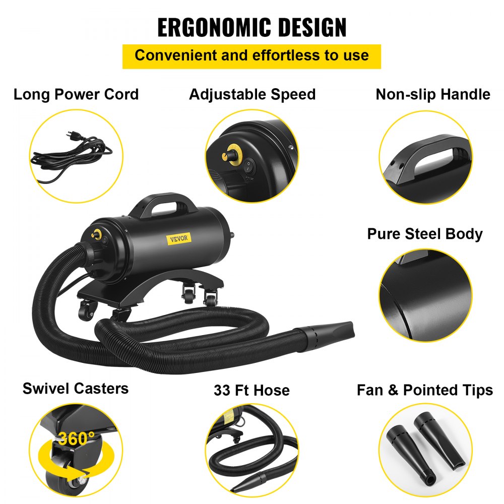 VEVOR Car Air Dryer Blower, 8.0HP Powered Temp High Velocity Car Dryer