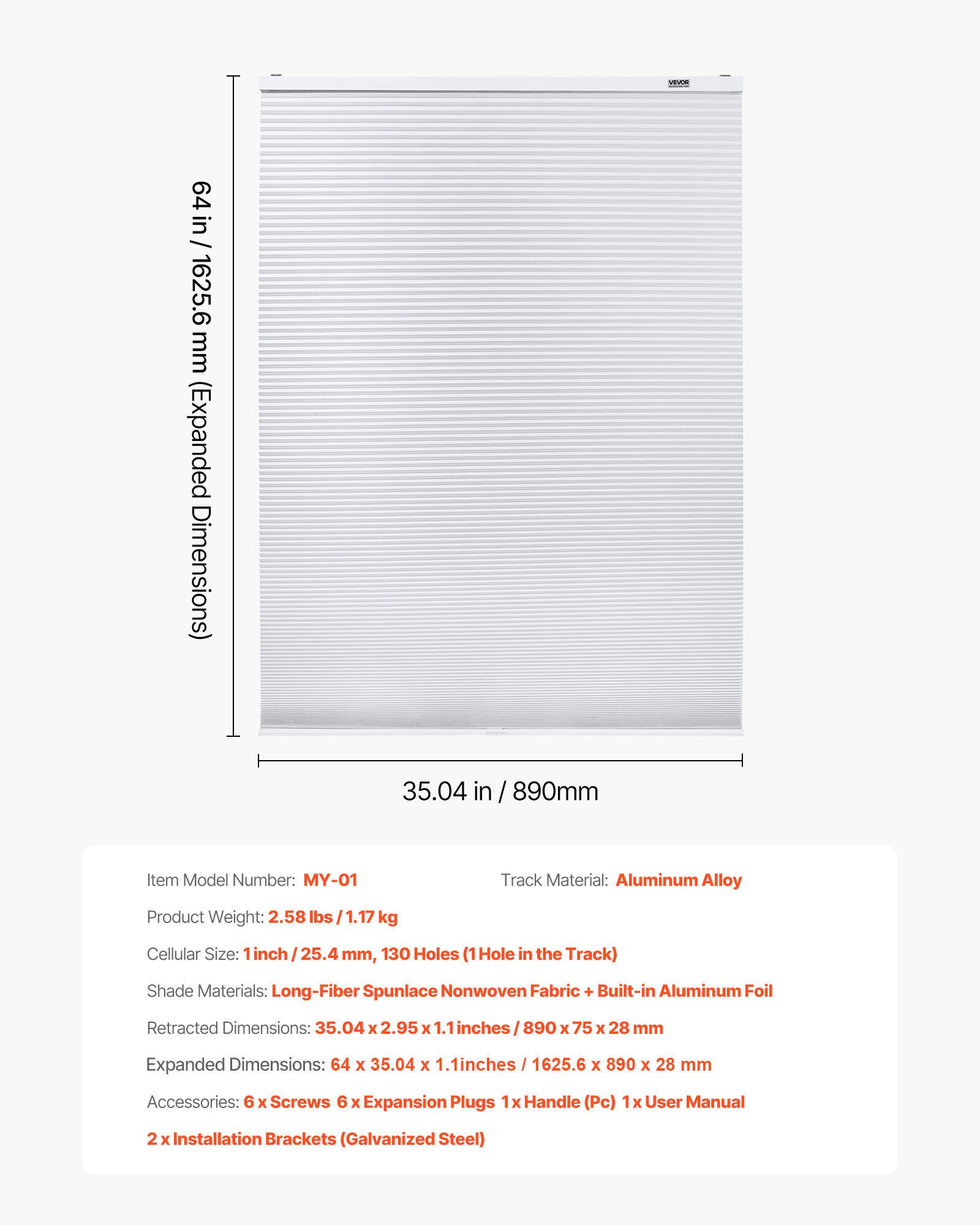 VEVOR Cordless Cellular Shades – 1 Inch Honeycomb Blind