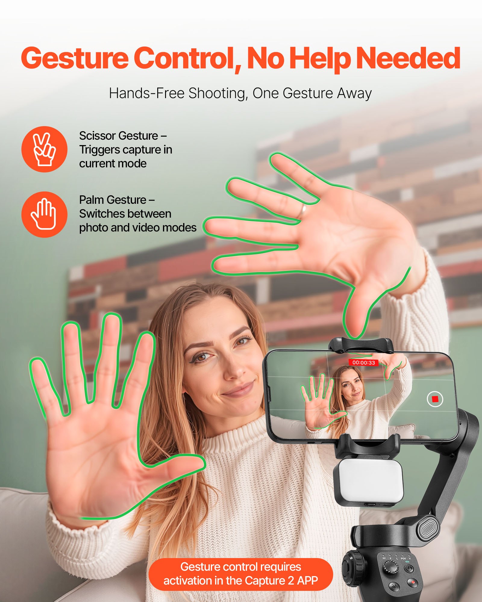 VEVOR iPhone Gimbal Stabilizer — 3-Axis & Smart Tracking