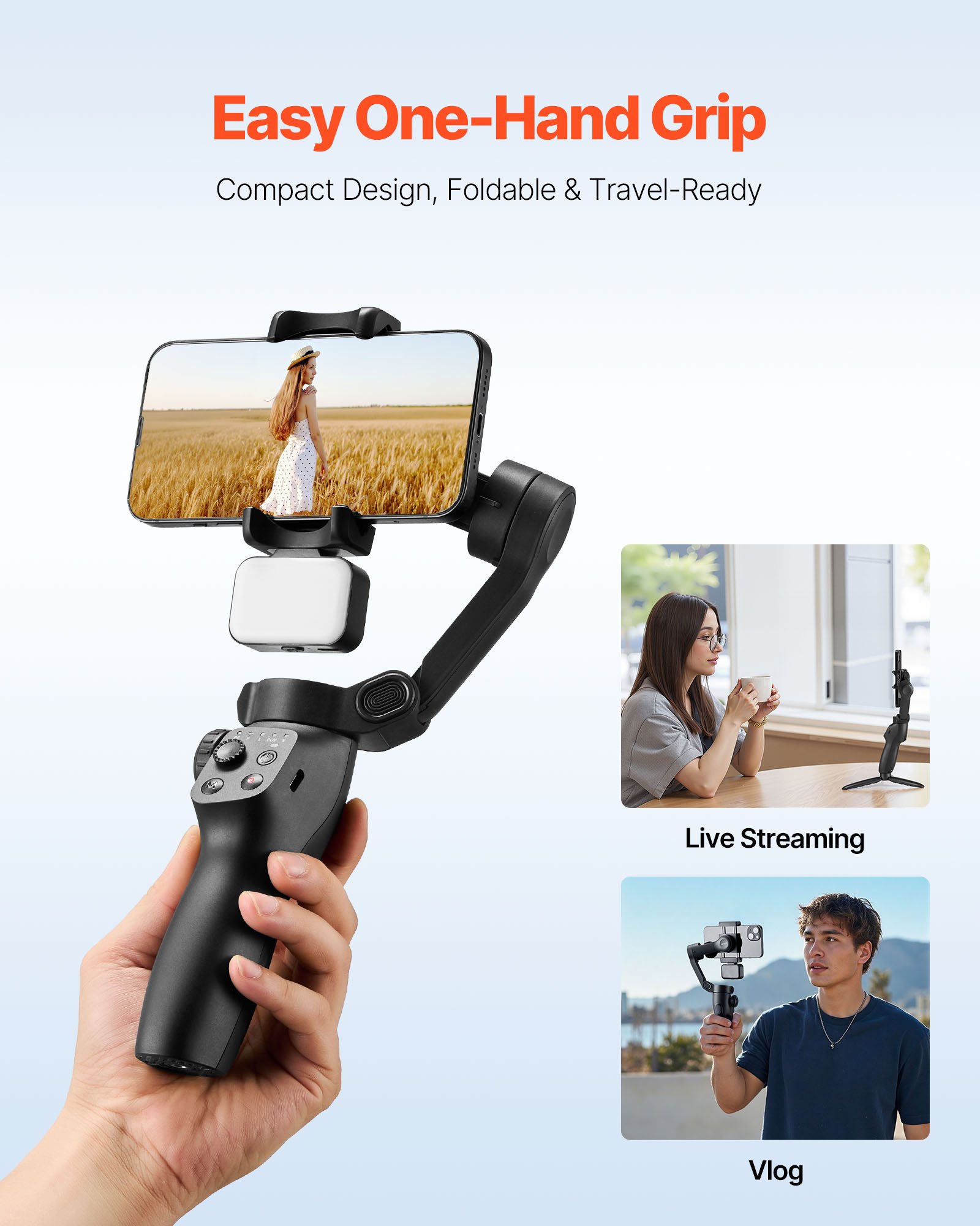 VEVOR iPhone Gimbal Stabilizer — 3-Axis & Smart Tracking