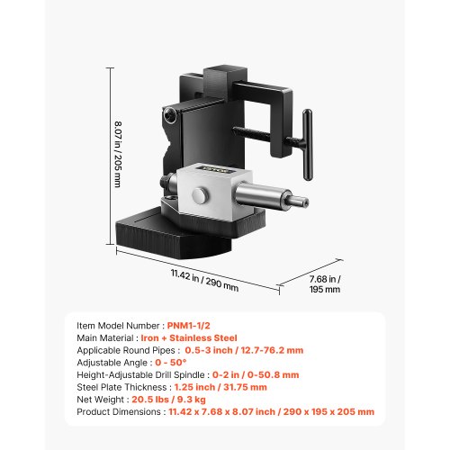 VEVOR Pipe Tube Notcher, 1/2 to 3-inch Tubing Notcher with 0 to 50 ...