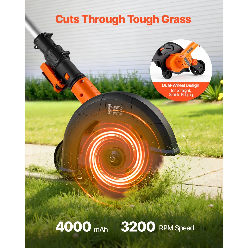 Edger8 VEVOR Lawn Edger, 8.8-inch Blade Length, Battery Powered Cordless Edger ...