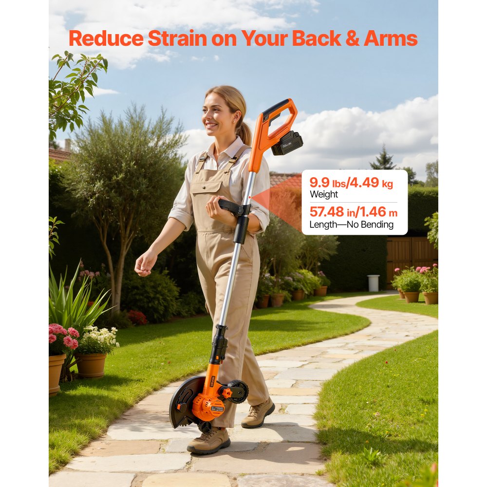 Edger8 VEVOR Lawn Edger, 8.8-inch Blade Length, Battery Powered Cordless Edger ...