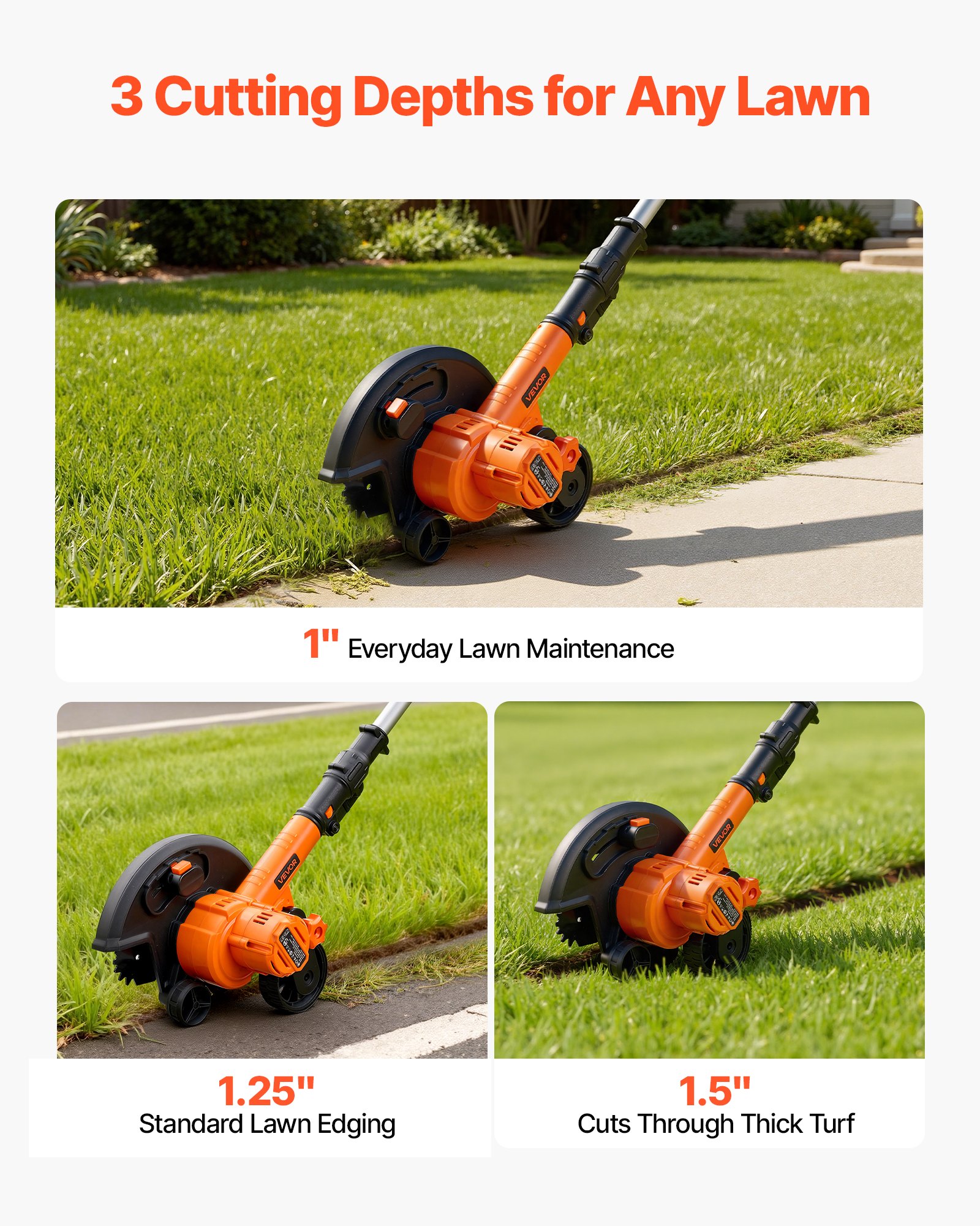 VEVOR Lawn Edger, 8.8-inch Blade Length, Battery Powered Cordless Edger ...