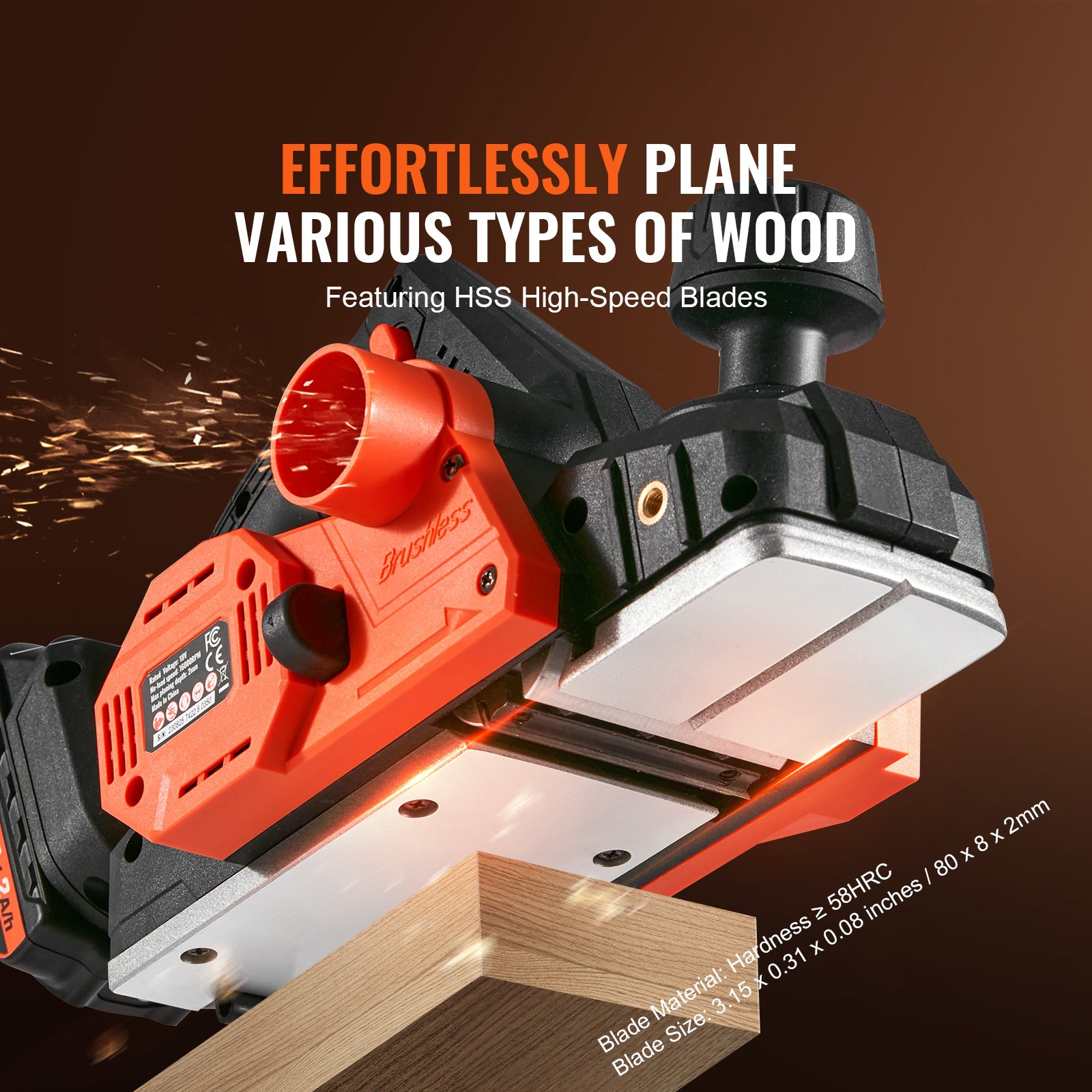 VEVOR Cordless Electric Hand Planer, 3-1/4