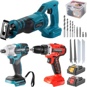 Vevor 20v 4-tool Combo Kit Cordless Drill Impact Driver Reciprocating ...