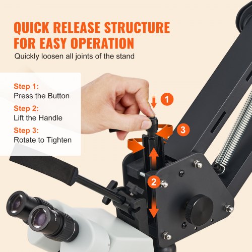 VEVOR Multi-Directional Microscope with Spring Bracket Ring Light 7X ...