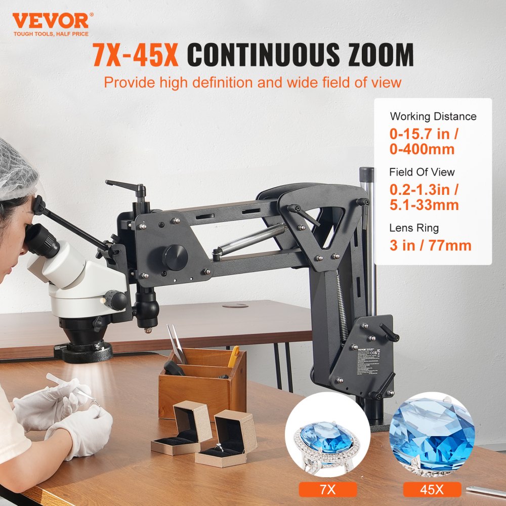 VEVOR Multi-Directional Microscope with Spring Bracket, 7X-45X ...