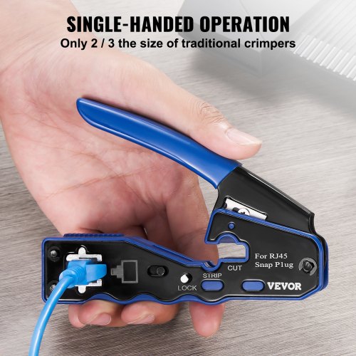 VEVOR RJ45 Crimp Tool Kit Cat5e Cat6 Cat6a Ethernet Crimper Crimp Pliers for 8 Pin Modular Plugs with 20pcs Pass Through Connectors and Covers Wire