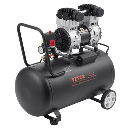 VEVOR 6.3 Gallon Air Compressor, 2 HP 3.35 CFM@ 90PSI Oil Free Air Compressor Tank & Retractable Air Hose Reel, 3/8 IN X 50 FT Hybrid Air Hose Max 300PSI, Air