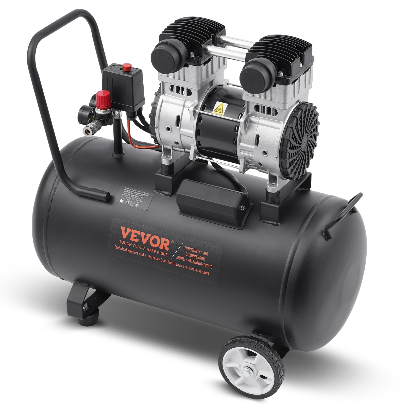 VEVOR Air Compressor Compact Portable Oil Free Compressor 15 Gallon 90 ...