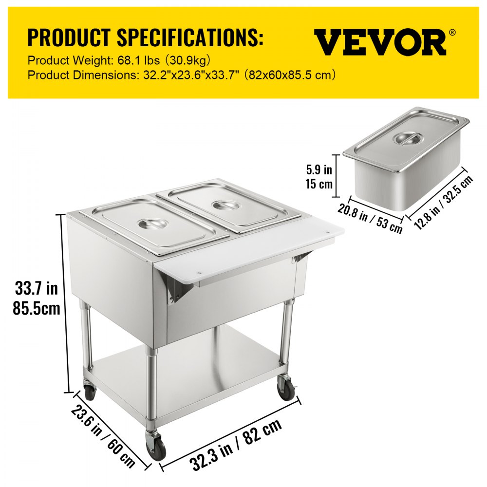 VEVOR Commercial Electric Food Warmer, 2Pot Steam Table Food Warmer 0