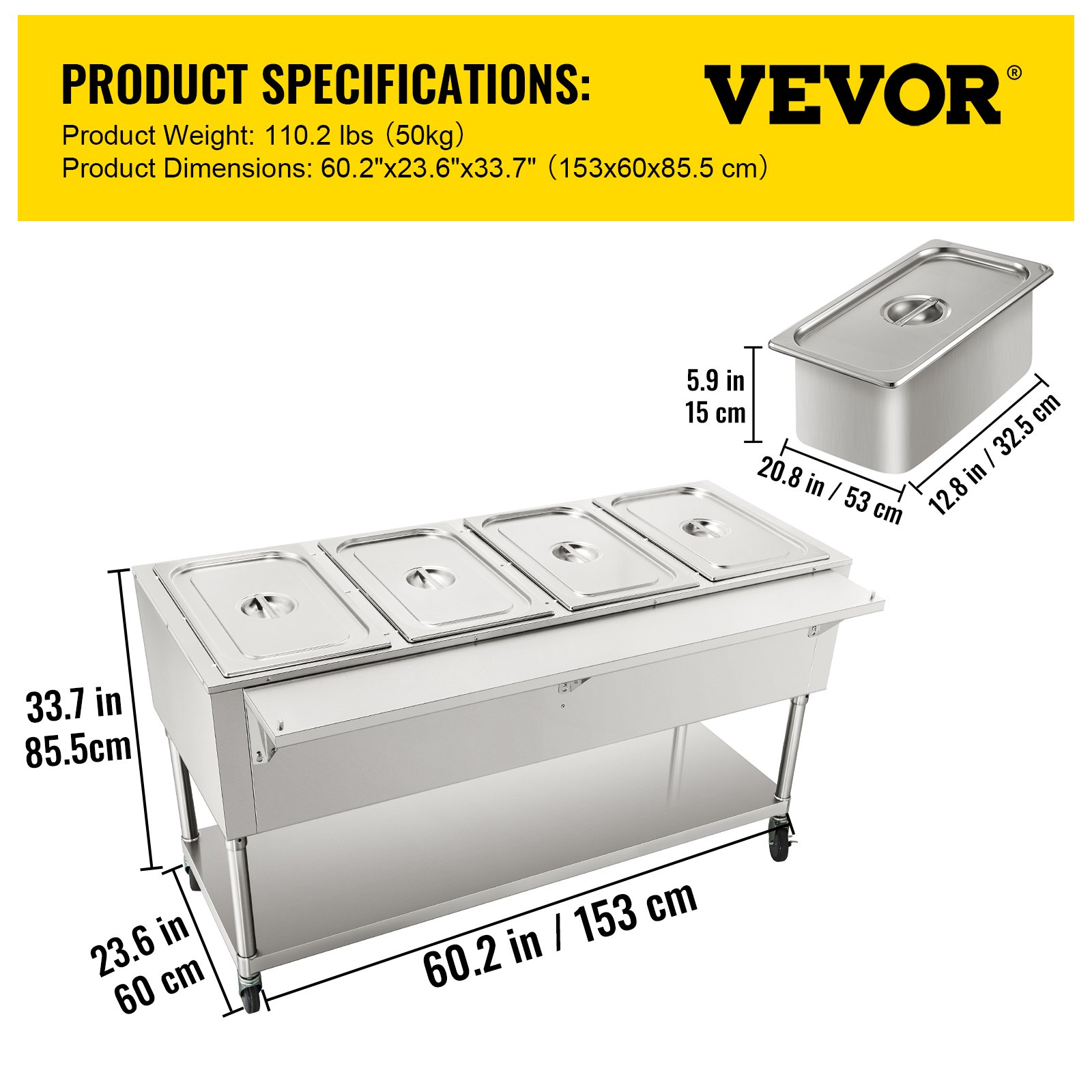 VEVOR Commercial Electric Food Warmer, 4Pot Steam Table Food Warmer 0