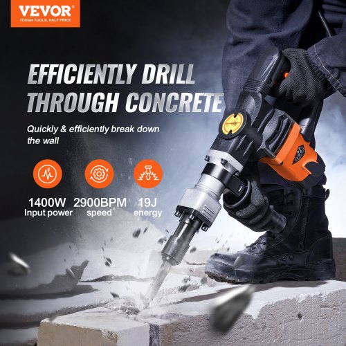VEVOR Demolition Jack Hammer Concrete Breaker 1400W Electric VEVOR Demolition Jack Hammer Concrete Breaker 1400W Electric