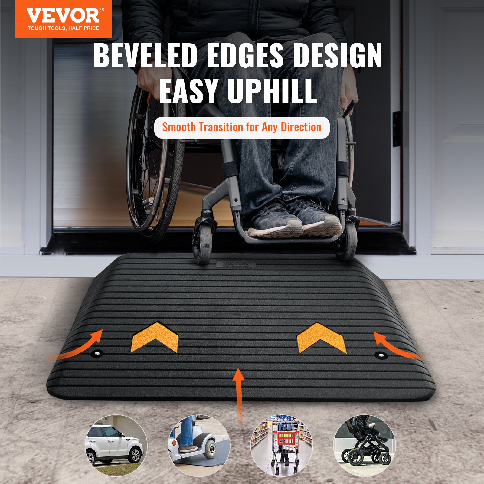 VEVOR Rubber Threshold Ramp, 4