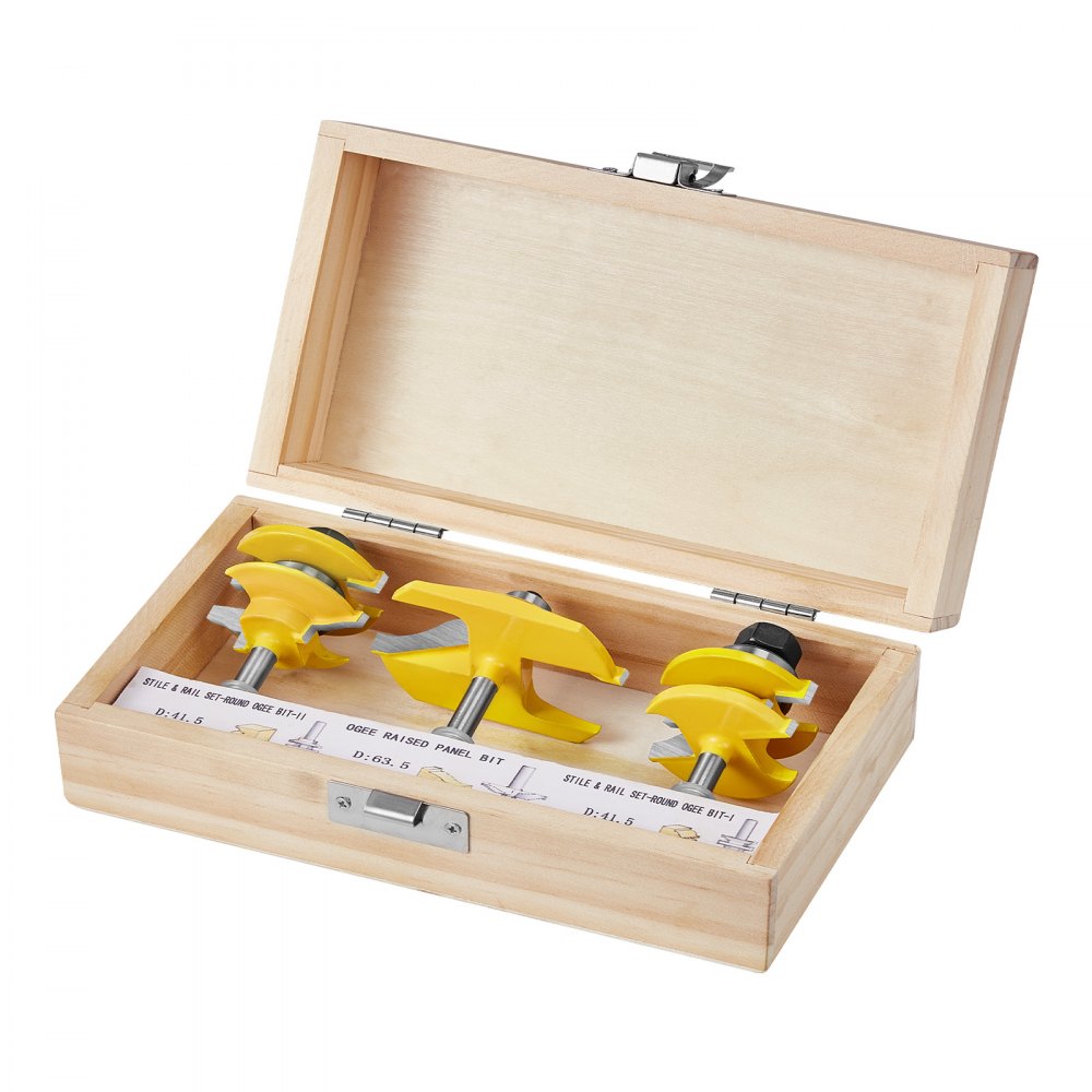 VEVOR Wood Router Bit Set – 3-Piece Carbide Tool Kit
