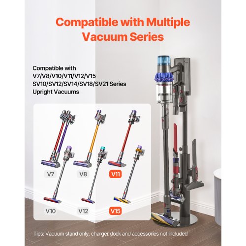 VEVOR Vacuum Stand for Dyson – Adjustable 34-51 in., 3 Clips