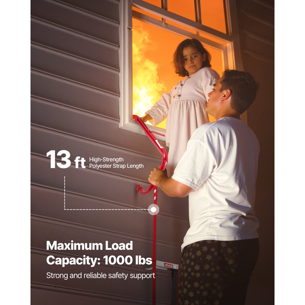 VEVOR 2 Story Fire Escape Ladder - 1000Lbs,11.8-inch Steps