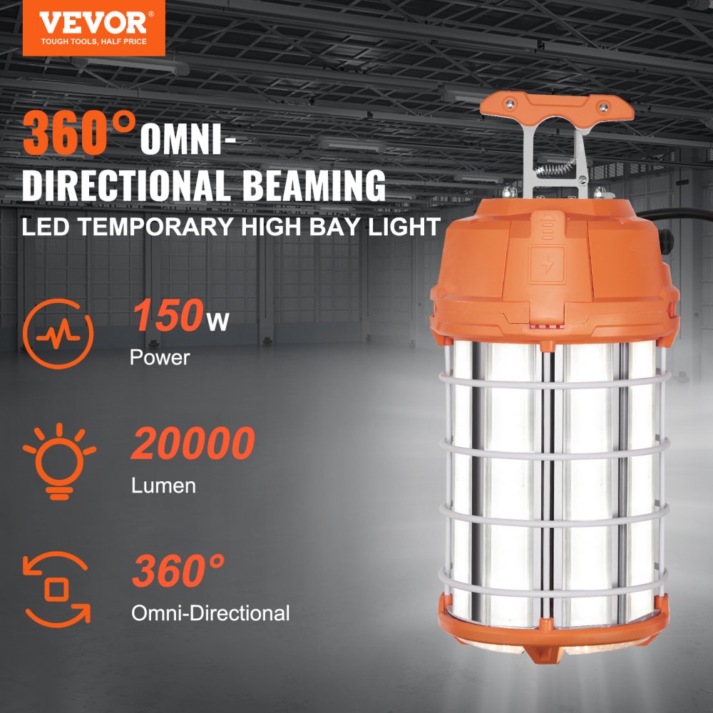 VEVOR LED Temporary Work Light, 150W, 20000lm Construction Lights