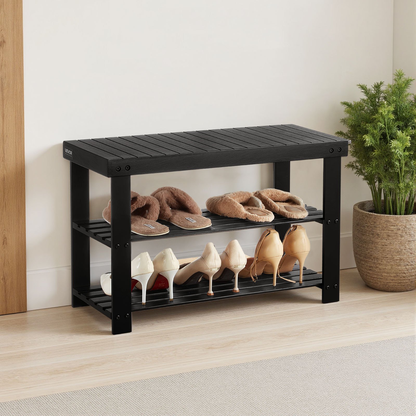 VEVOR Entryway Shoe Rack Bench – Sturdy & Spacious Seat
