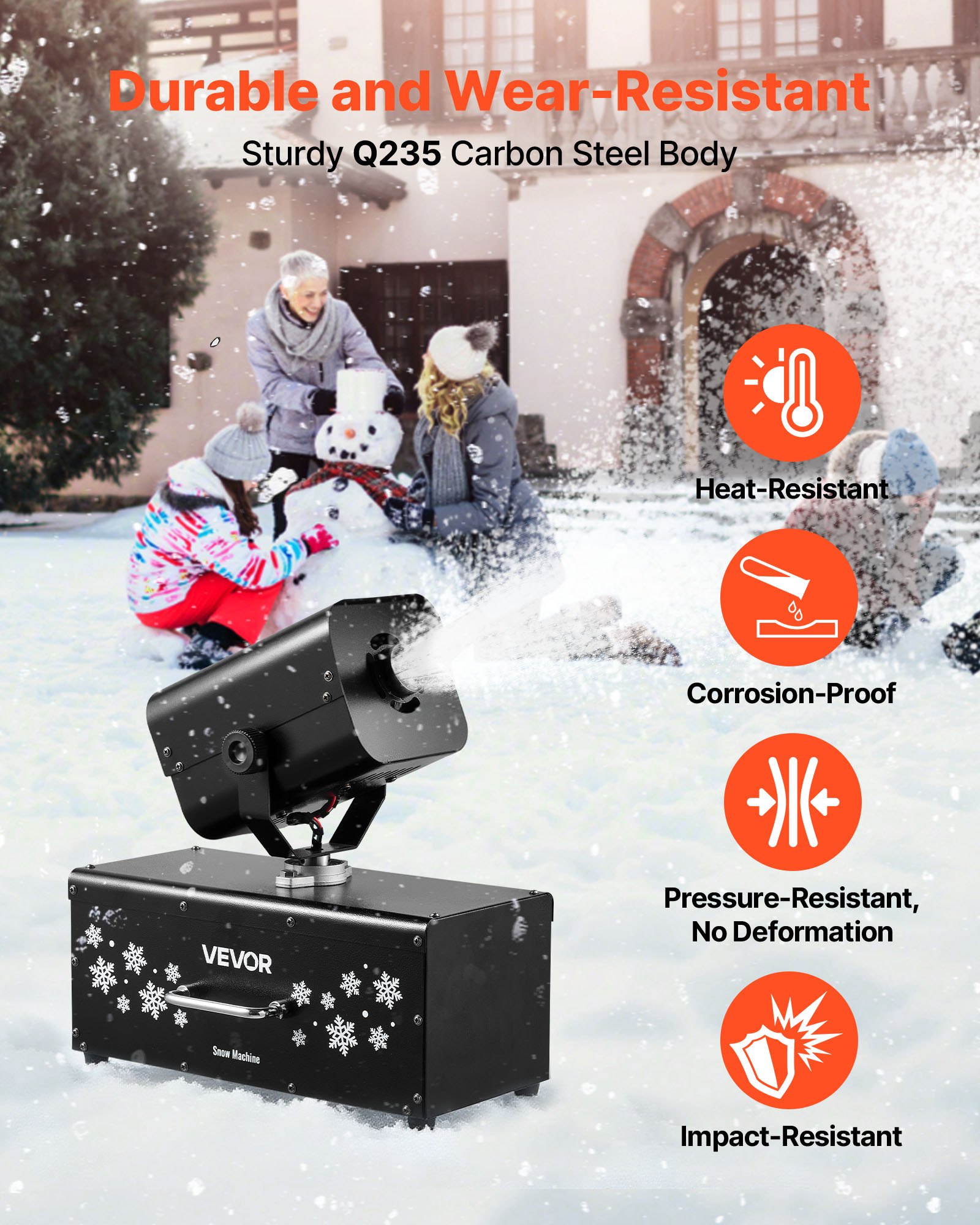 VEVOR Snow Machine, 1200W 90° Shaking Head Snow Maker with Wireless ...