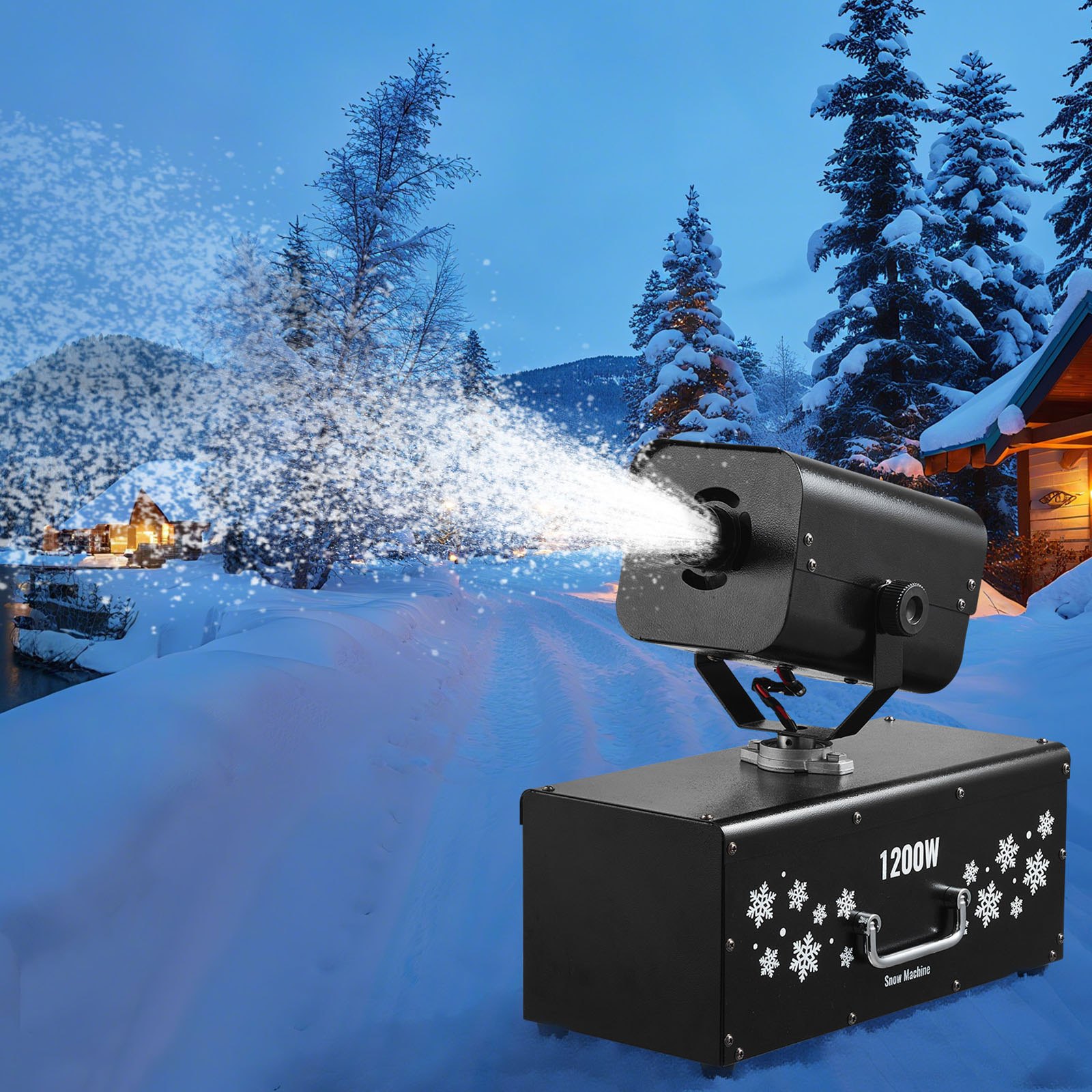 VEVOR Snow Machine, 1200W 90° Shaking Head Snow Maker with Wireless ...