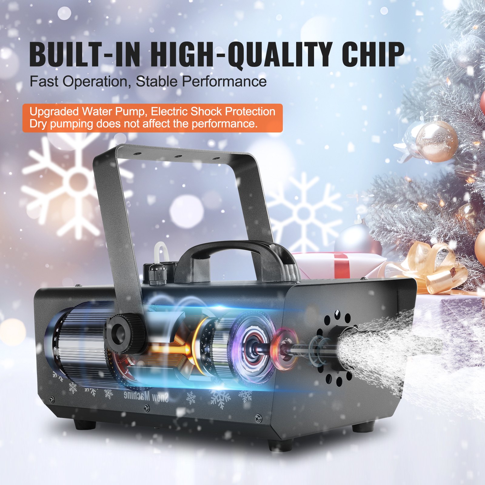 VEVOR 650 Watt Snow Machine – 1L Tank, 3-5 m Spray Range