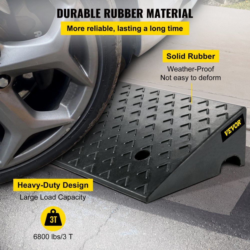 2-Pack Heavy Duty Rubber Curb Ramps – 4400 Lb Capacity, For Driveways, Motorcycles & Wheelchairs