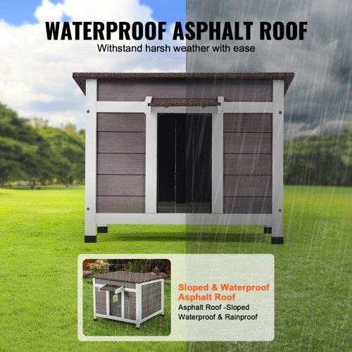 VEVOR Outdoor Cat House Wooden Feral Cat Shelter with Roof Door Flaps & Window - Multicolor 1 main image 0
