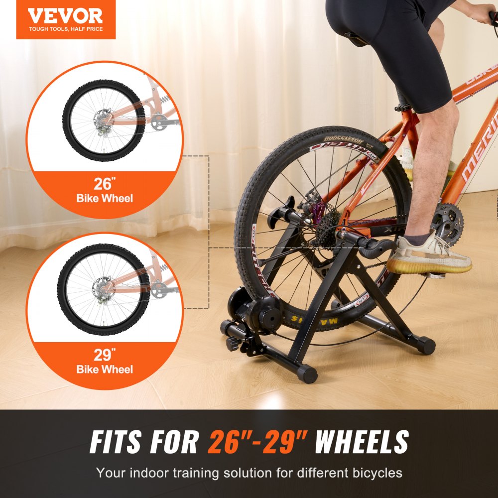 VEVOR Bike Trainer Stand Magnetic Stationary Bike Stand for 26 29 Wheels 8 Resistance Settings Low Noise Motor Protable for Indoor Riding