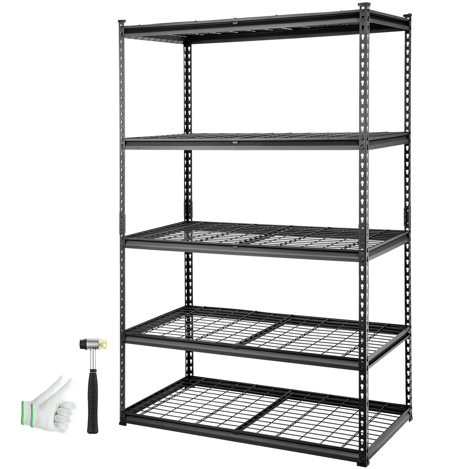 VEVOR Storage Shelving Unit, 5-Tier Adjustable, 2000 lbs Capacity, Heavy Duty Garage Shelves Metal Organizer Utility Rack, Black, 48