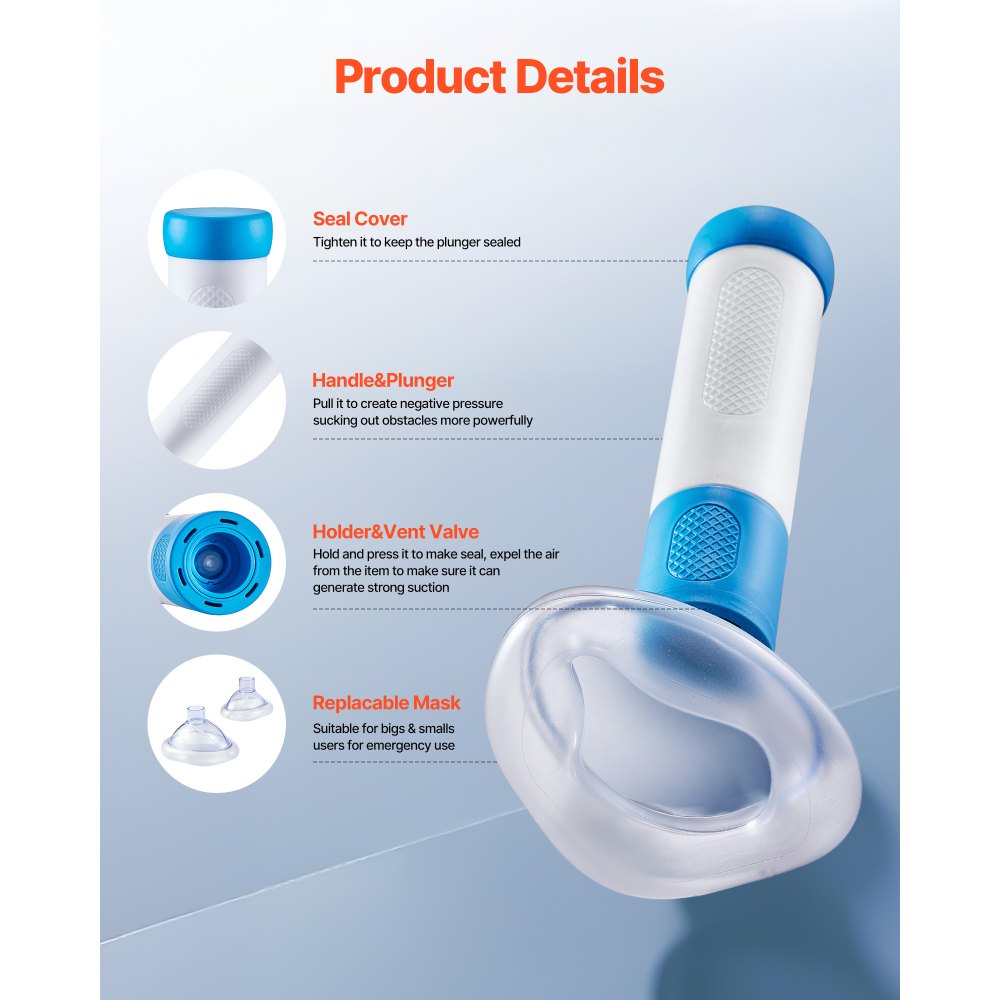 VEVOR Anti Choking Suction Device – PVC + PE, 3 Step, 4 Mask