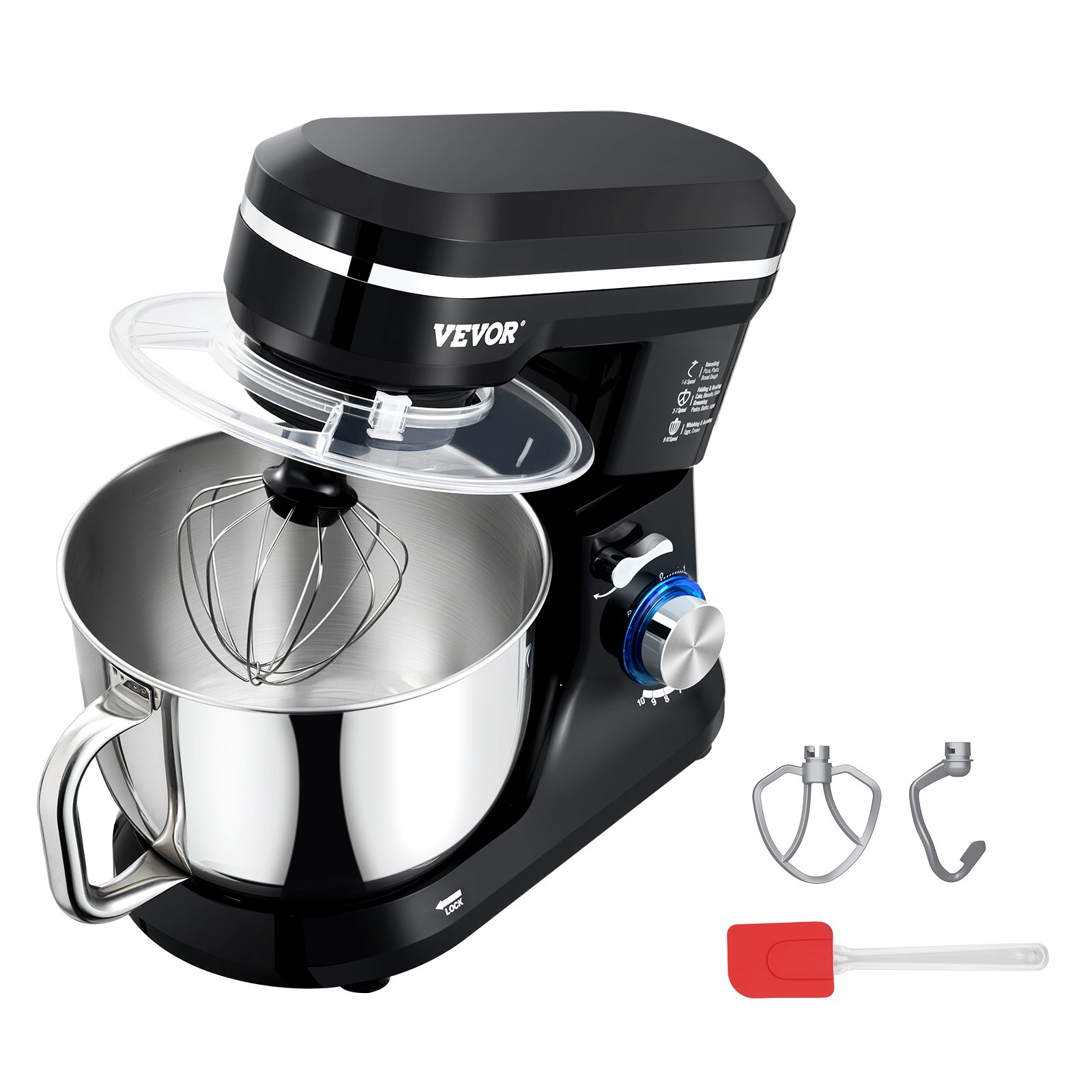 VEVOR Stand Mixer, 5QT Dough Mixer, 10+P Speeds Tilt-head Food Mixer ...