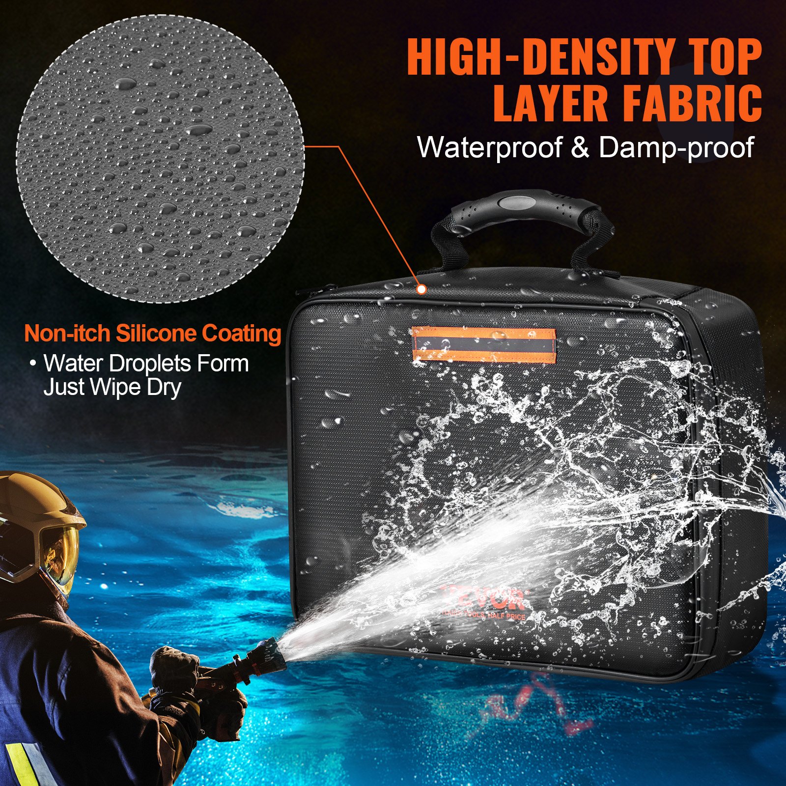 VEVOR Fireproof Document Box, Fireproof Document Bag with Lock 2000℉, 3