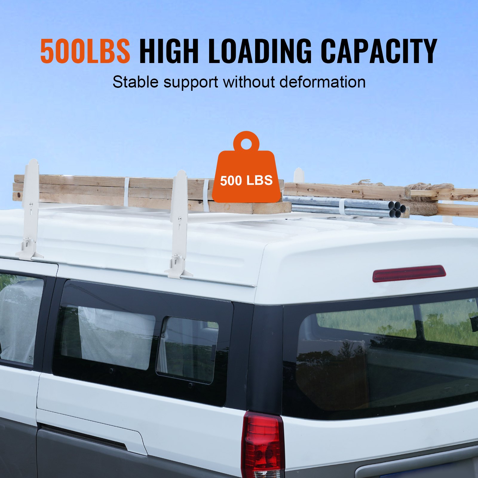 VEVOR Van Roof Ladder Rack, 2 Bar Alloy Steel Ladder Racks, Adjustable ...