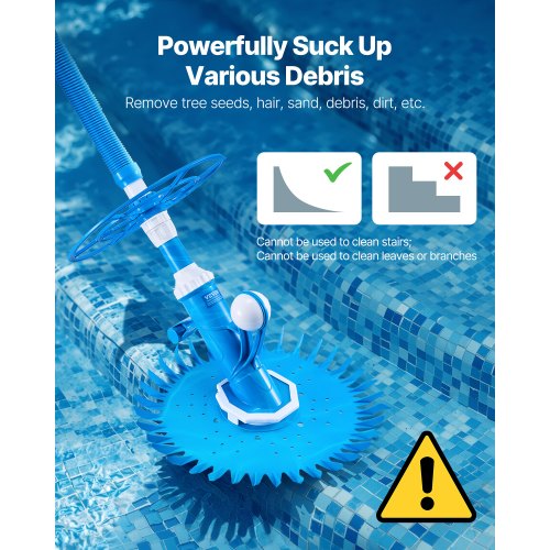 VEVOR Suction Pool Cleaner, Automatic Pool Vacuum Cleaner, Suction Side ...