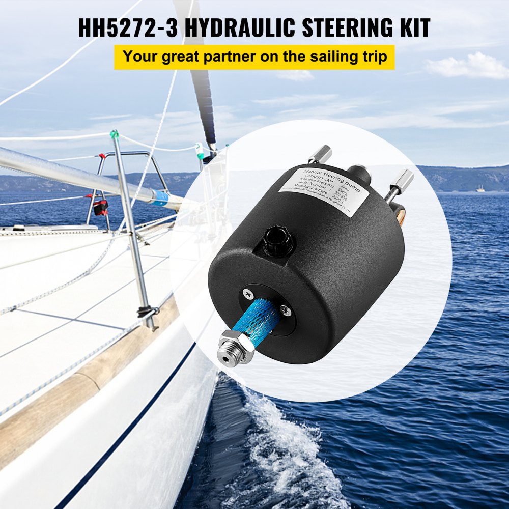 Kit Direction Hydraulique Hors-bord avec Câble 4,28 m SS13714 et Volant 34,3 cm, Système de Direction Hydraulique Marin, Accessoires pour Bateau Voyage | FR